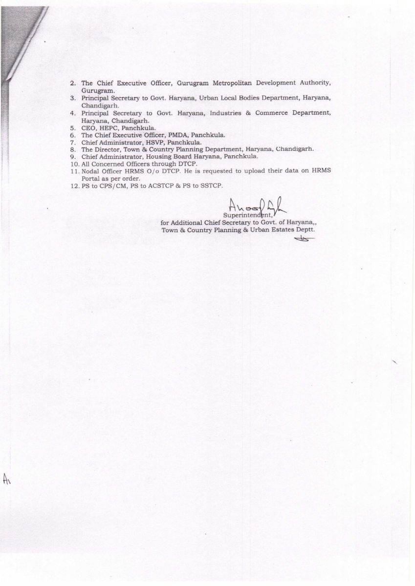 Transfers in Haryana Town and Country Planning Department