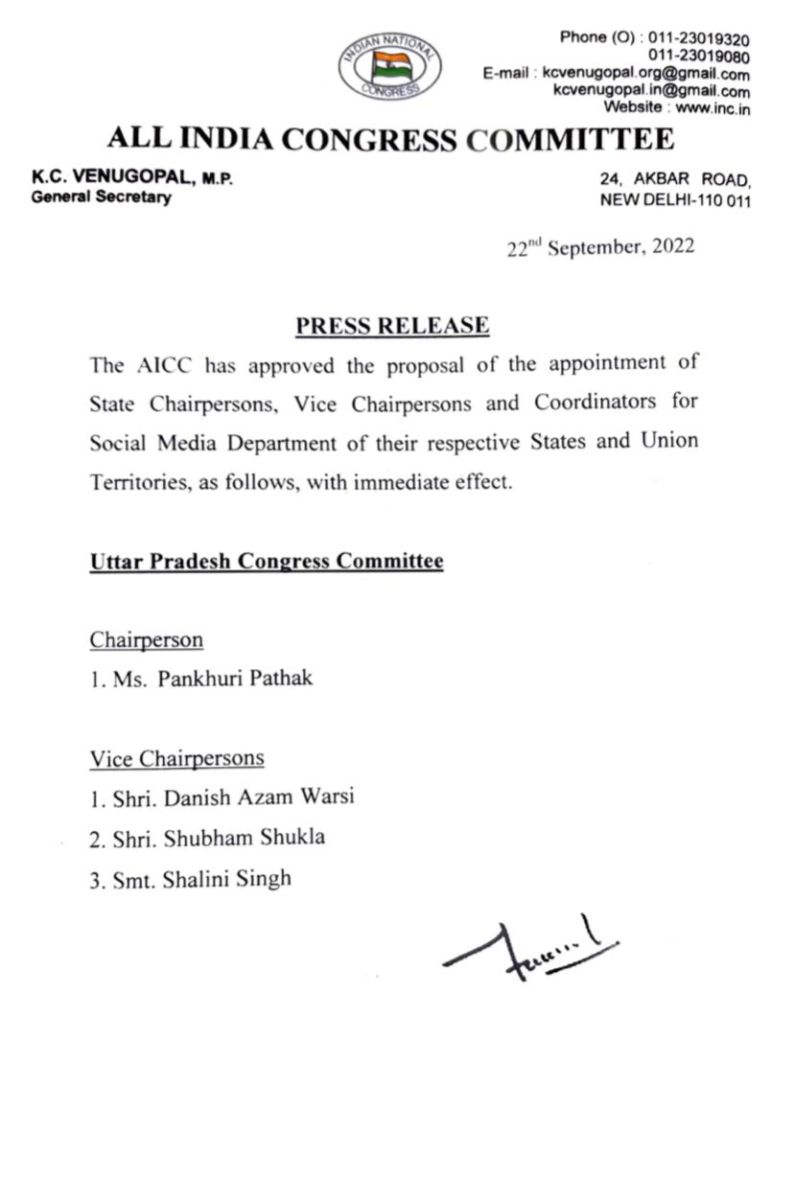 Congress Appointed Office Bearers