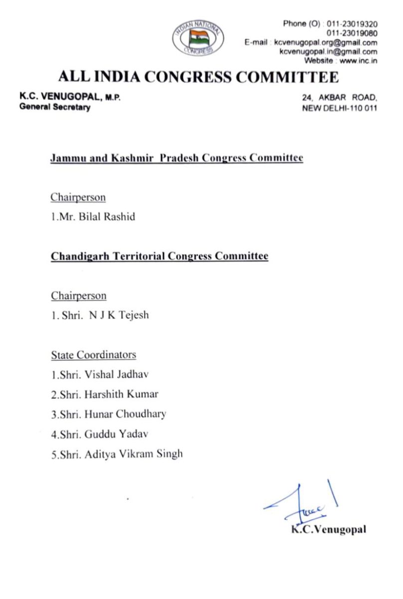 Congress Appointed Office Bearers