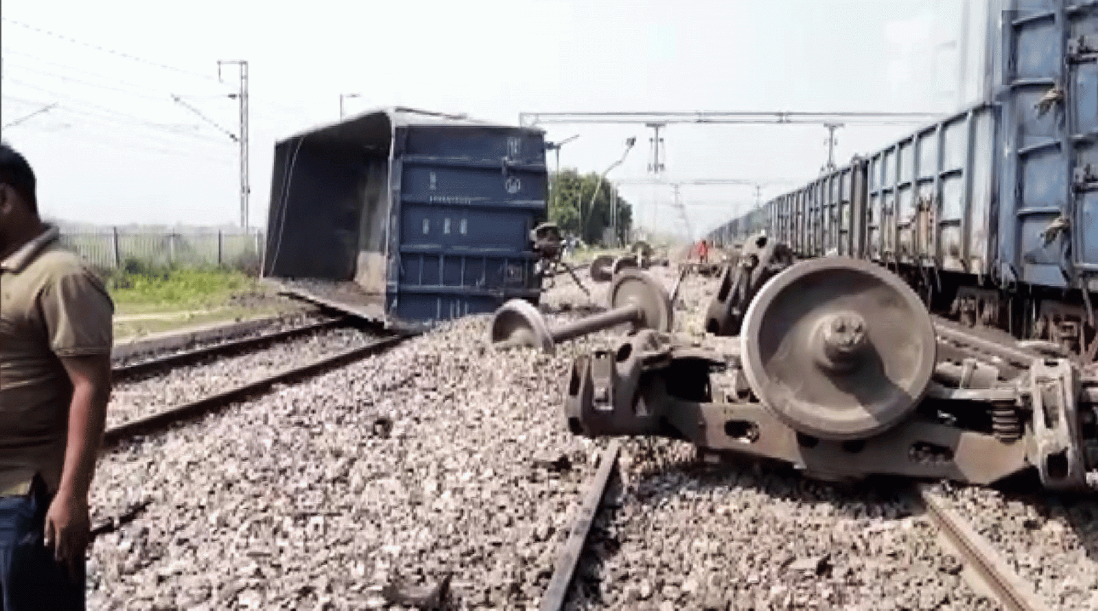 Goods Train Derail And Overturned In UP