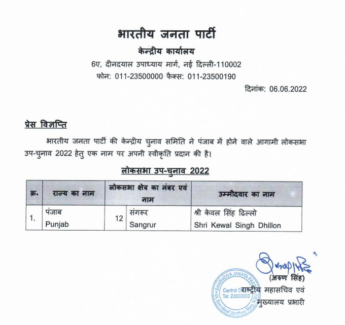 Punjab Sangrur By-Election 2022