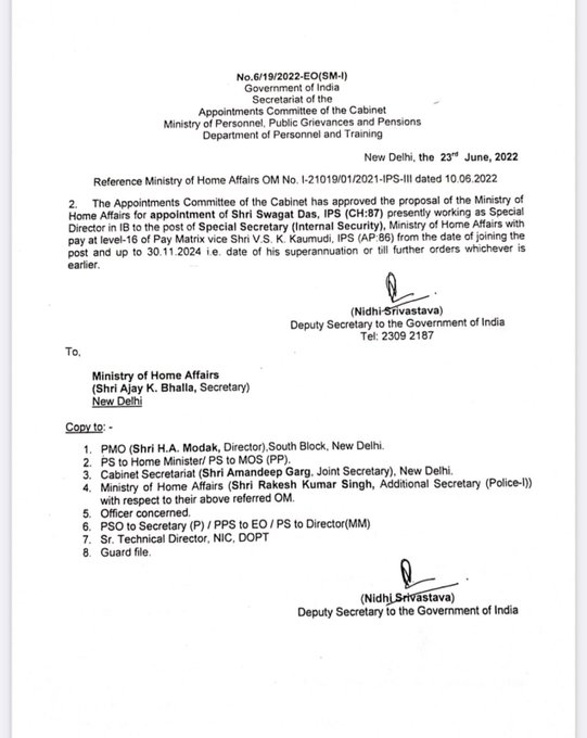 Government of India New Appointments