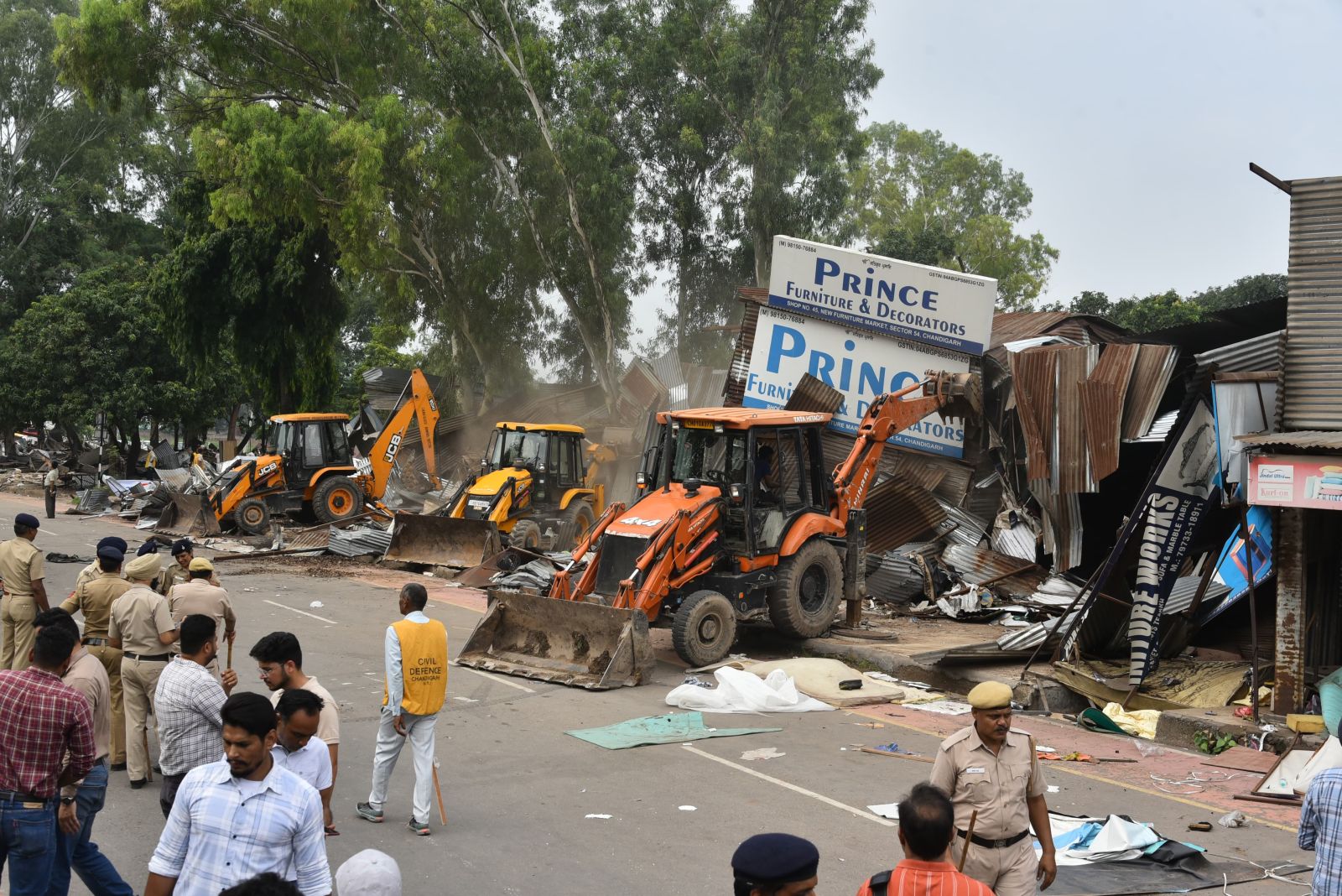 Chandigarh Furniture Market Demolished Action Photos