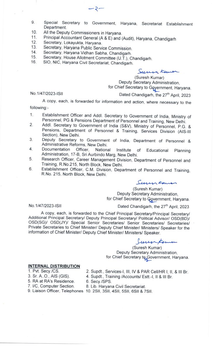 Haryana HCS Transfers News Latest