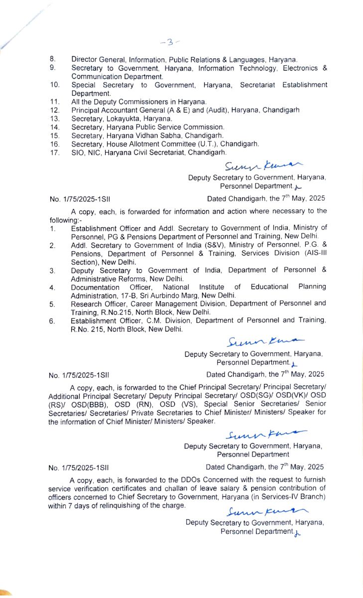 IAS Officers Transferred Haryana