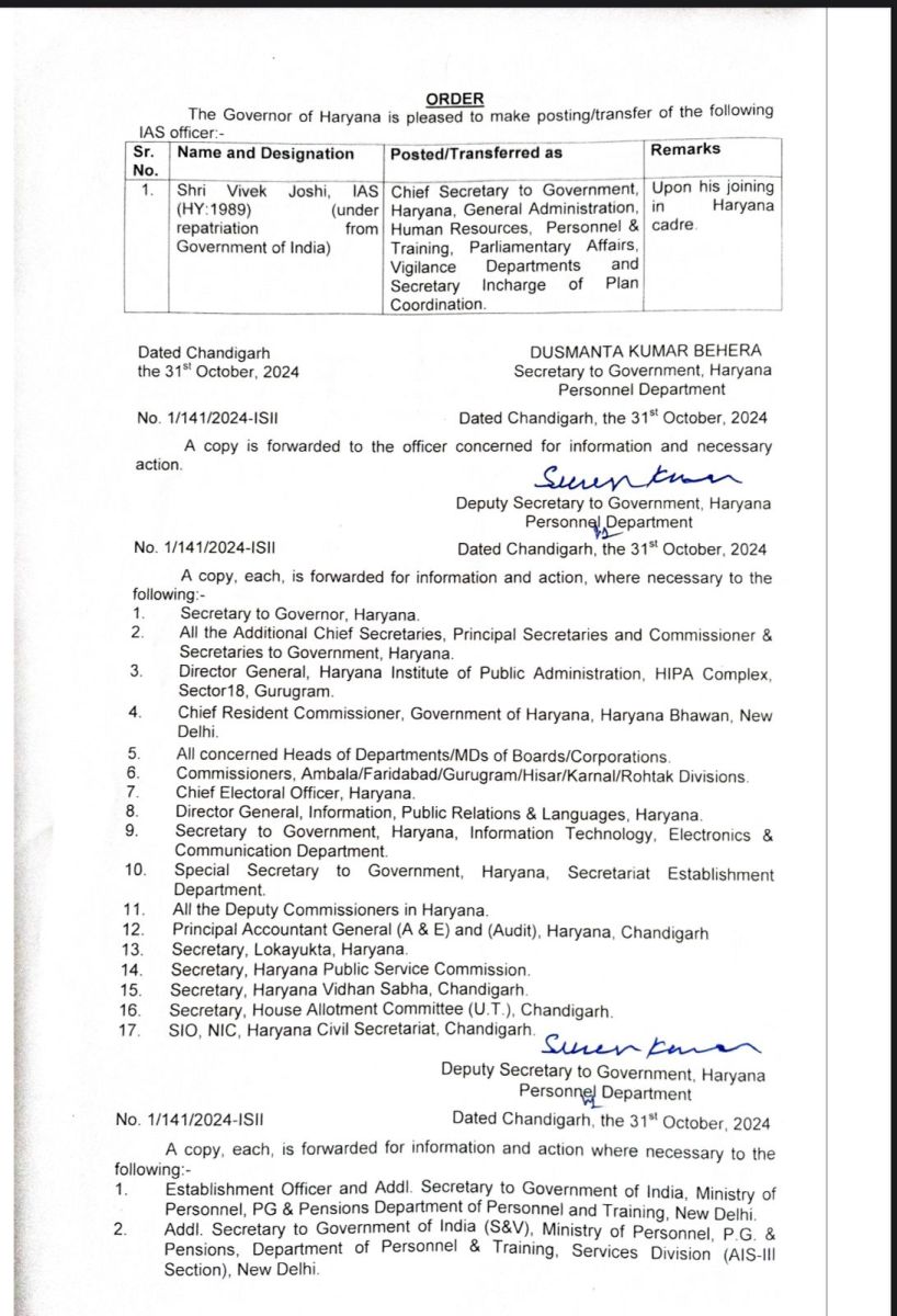 Haryana IAS Transfer