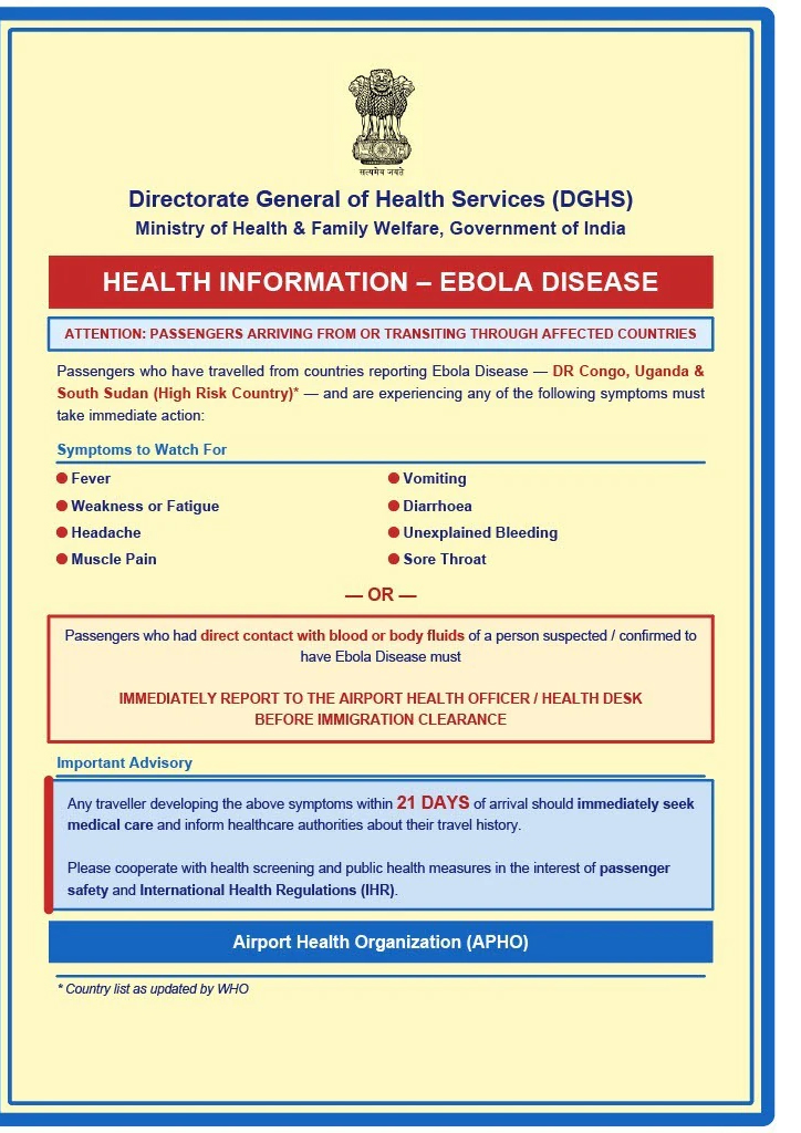 Alert in India over Ebola Virus DGHS Issues Advisory Disease Symptoms