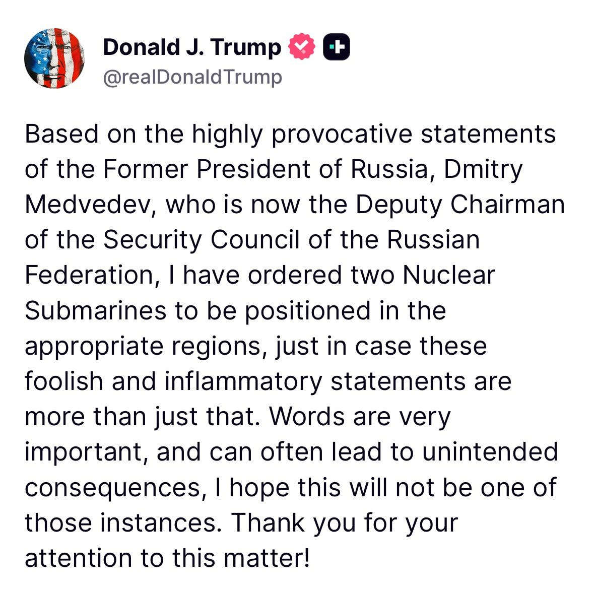  America-Russia Tension Trump Orders To Deploying Nuclear Submarines