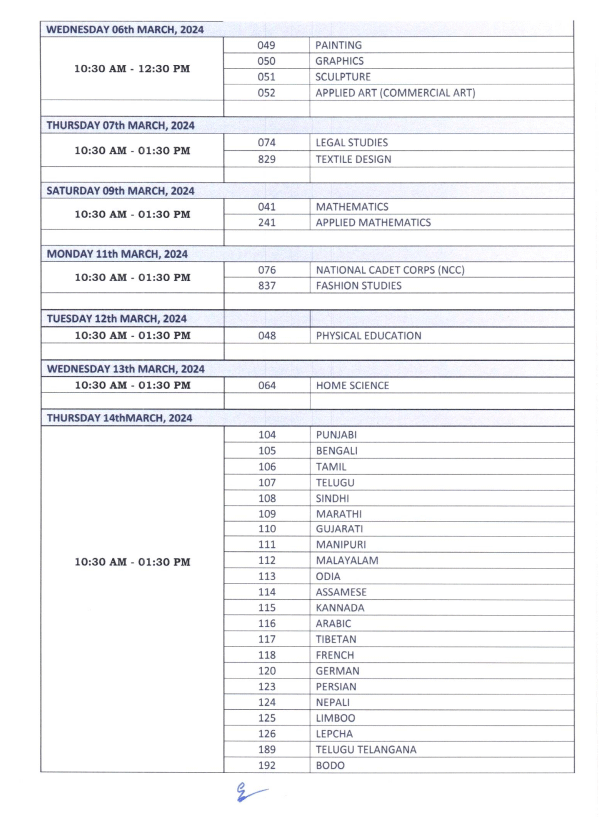CBSE 10th-12th Board Datesheet 2024 Download Here Update