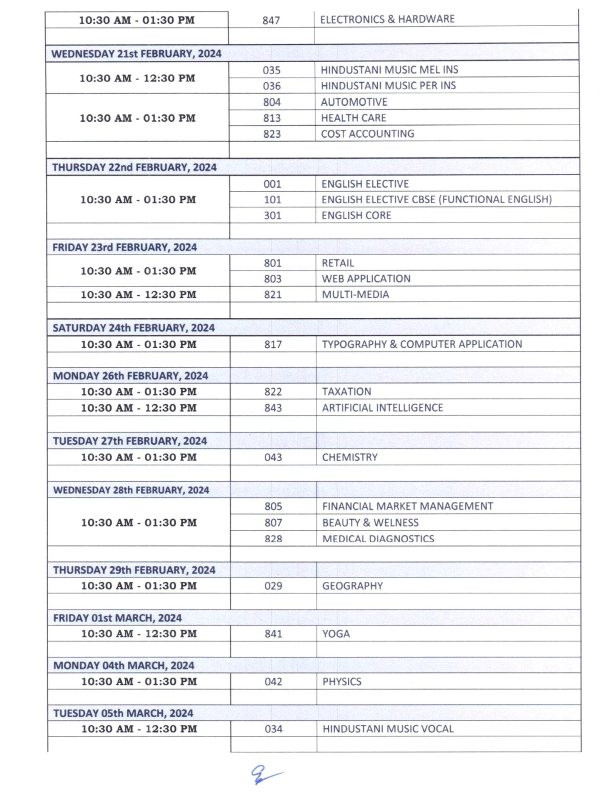 CBSE 10th-12th Board Datesheet 2024 Download Here Update