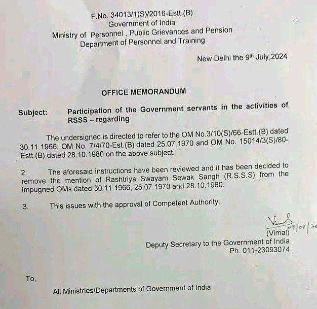 Central Government Decision Govt Employees Participate in RSS Activities