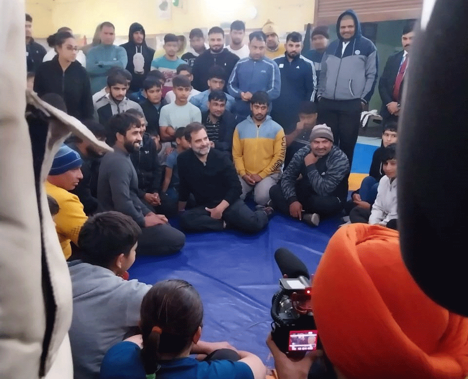 Congress MP Rahul Gandhi In Haryana Meets Wrestlers And Wrestled