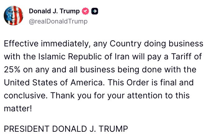 Donald Trump Announced New Tariff For Trade With Iran Breaking News