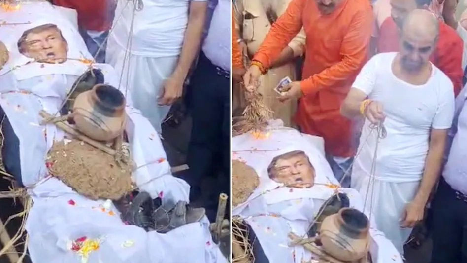Donald Trump Symbolic Funeral in Bhopal Madhya Pradesh 