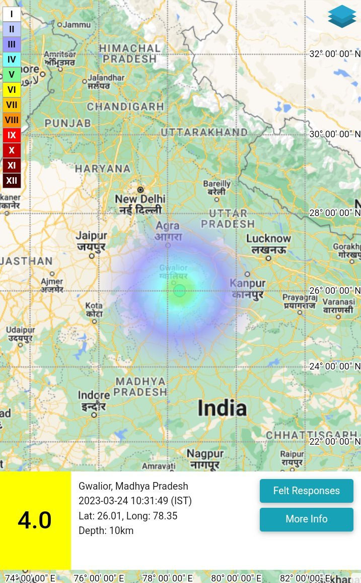 Earthquake in Gwalior Today News