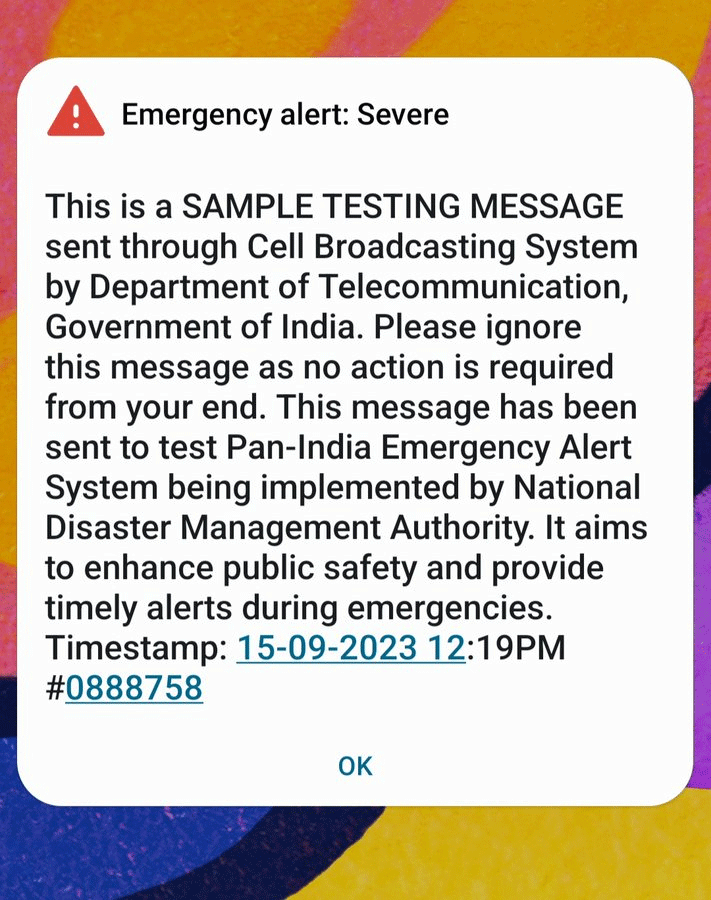 Emergency Alert Message on Mobile India Govt Send 