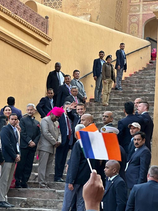 Emmanuel Macron In Amer Fort Rajasthan
