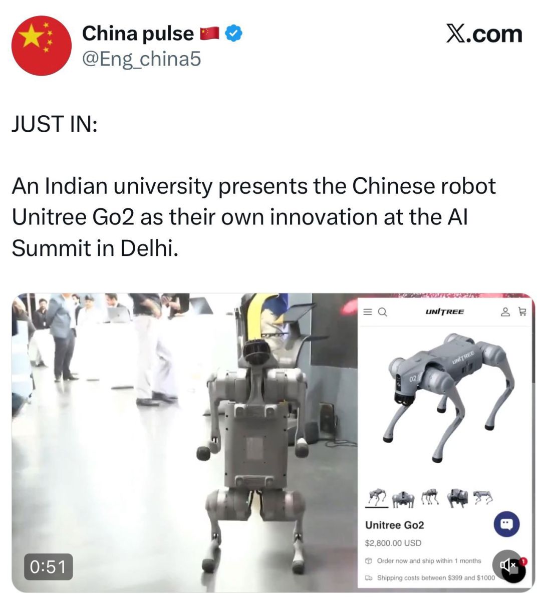 Galgotias University Display China Robotic Dog In India AI Impact Summit 