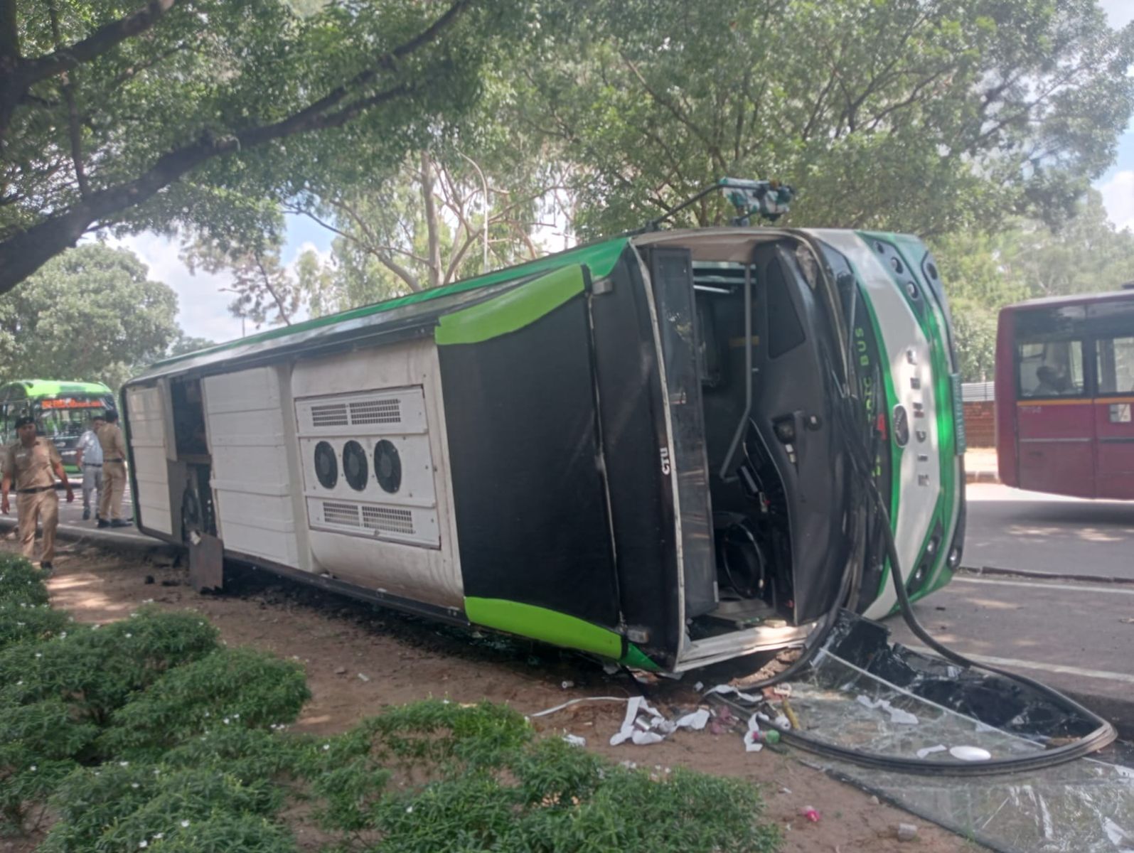  Chandigarh Sector-17 CTU Bus Overturned Accident Breaking News