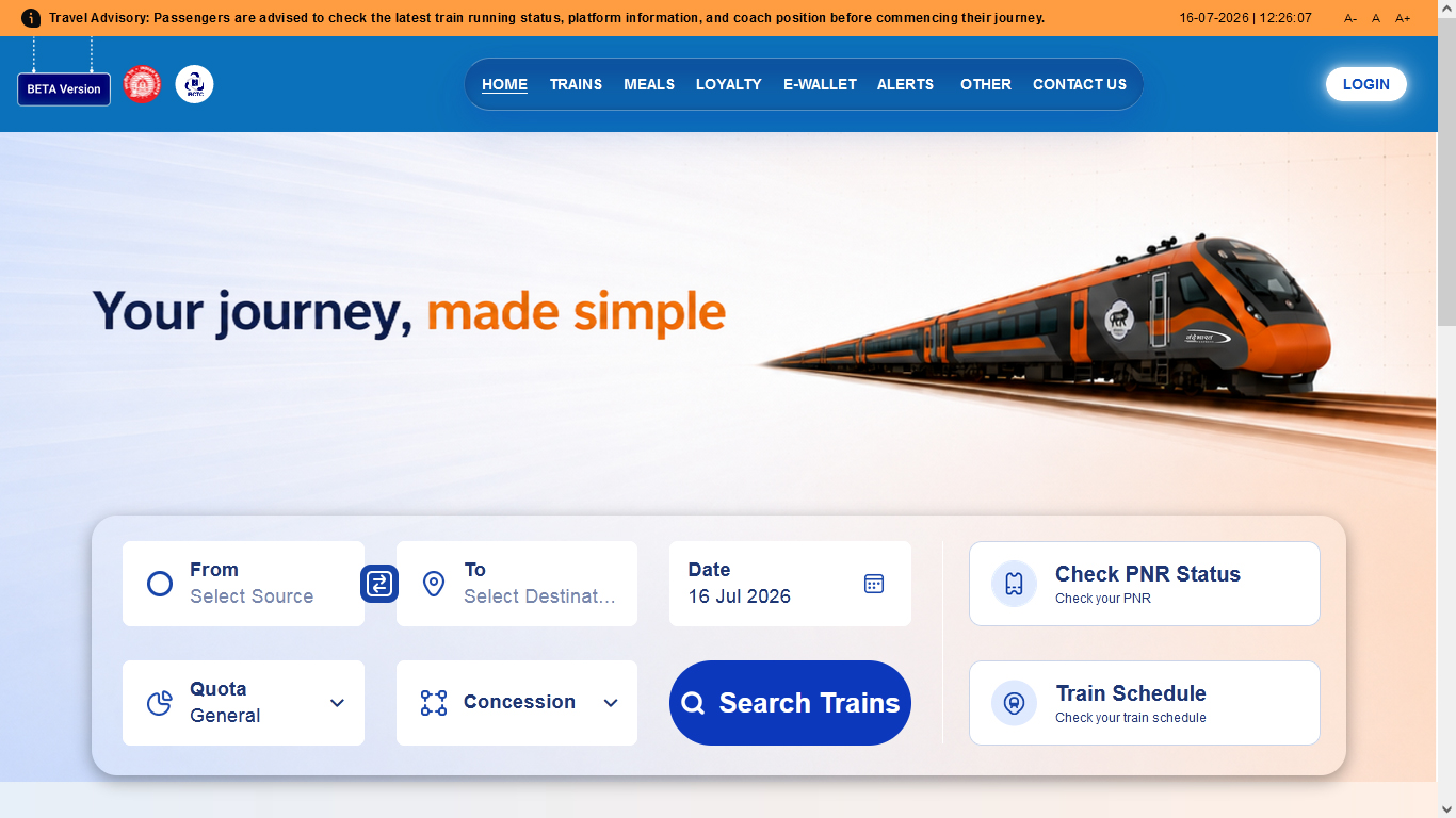IRCTC New Website Launch