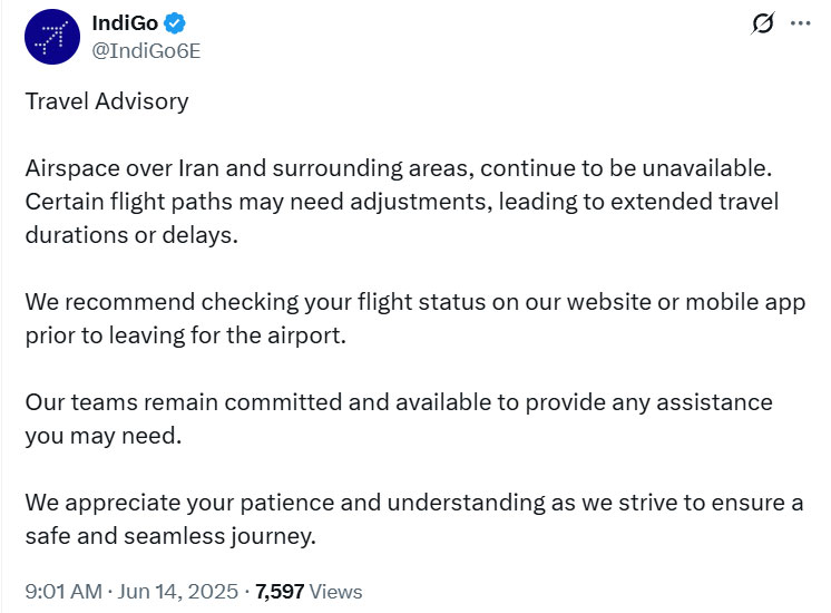 IndiGo Travel Advisory