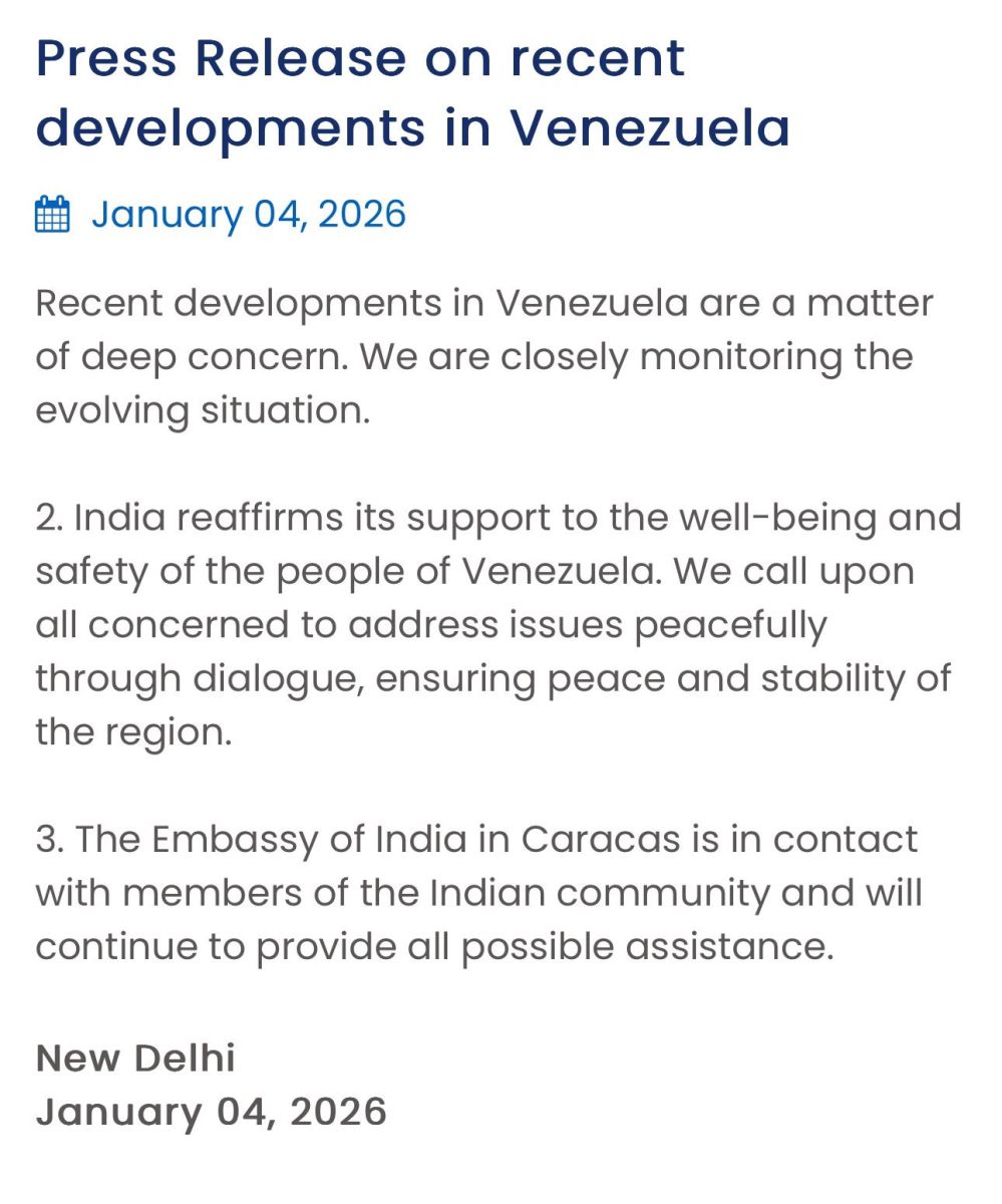 India reacts on Venezuela Situation After America Attack
