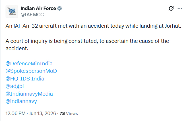 Indian Air Force Plane Crash In Assam Near Jorhat IAF Station