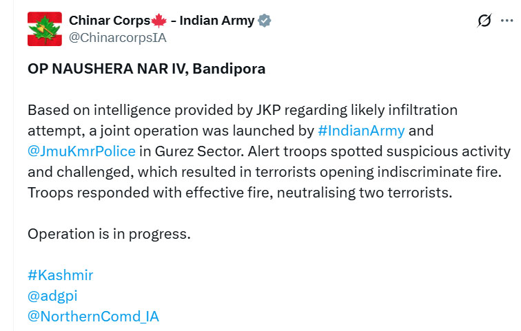 Jammu-Kashmir Indian Army Killed Terrorists Breaking News