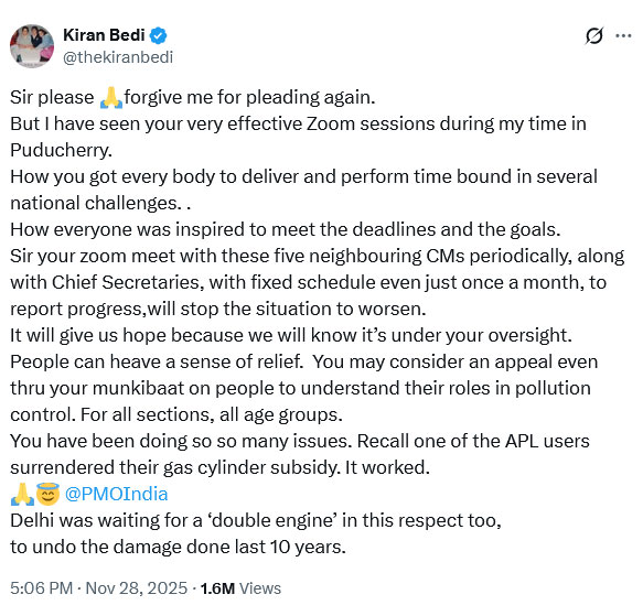 Kiran Bedi appeals to PM Modi