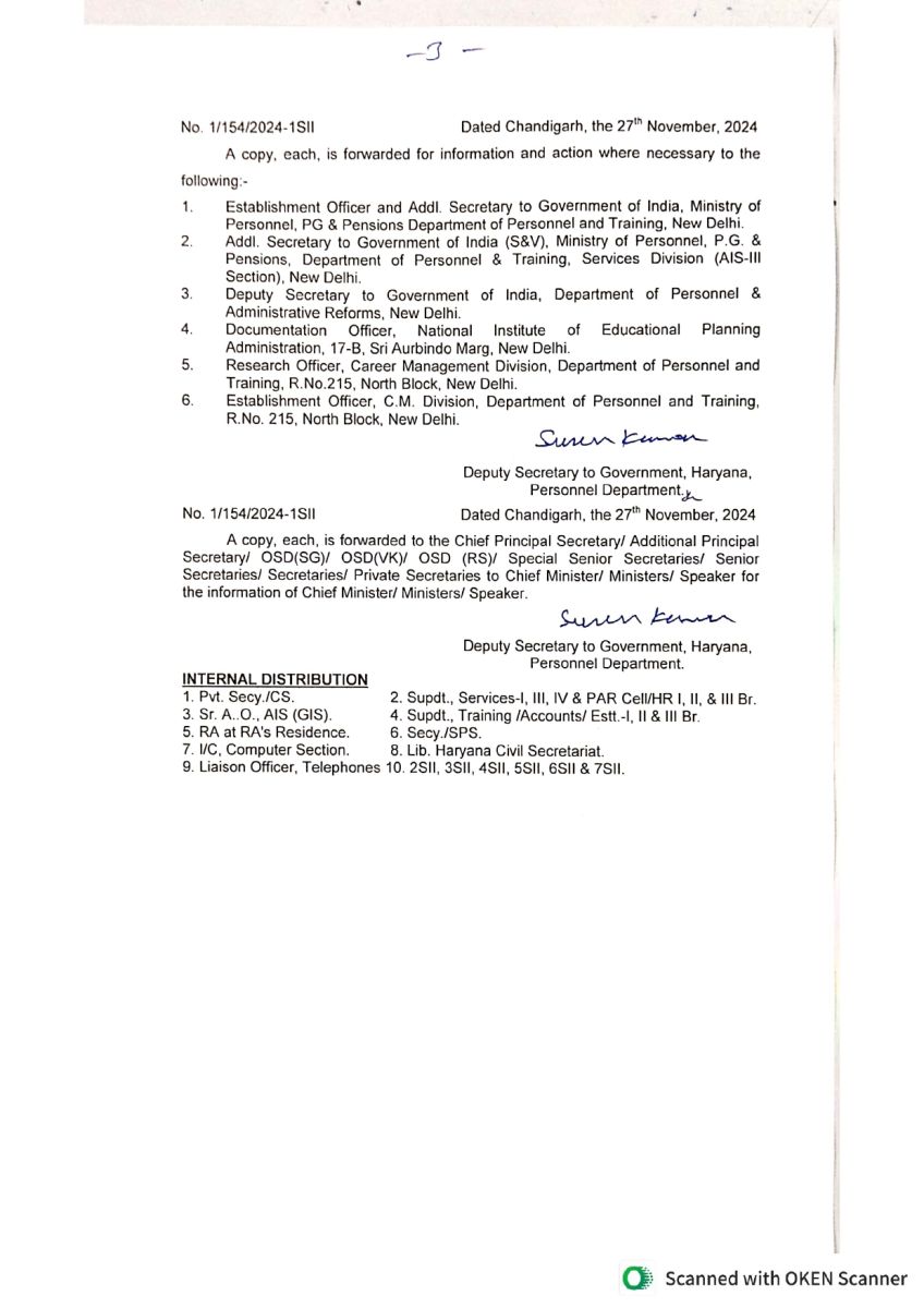 Haryana IAS Officers Transfers