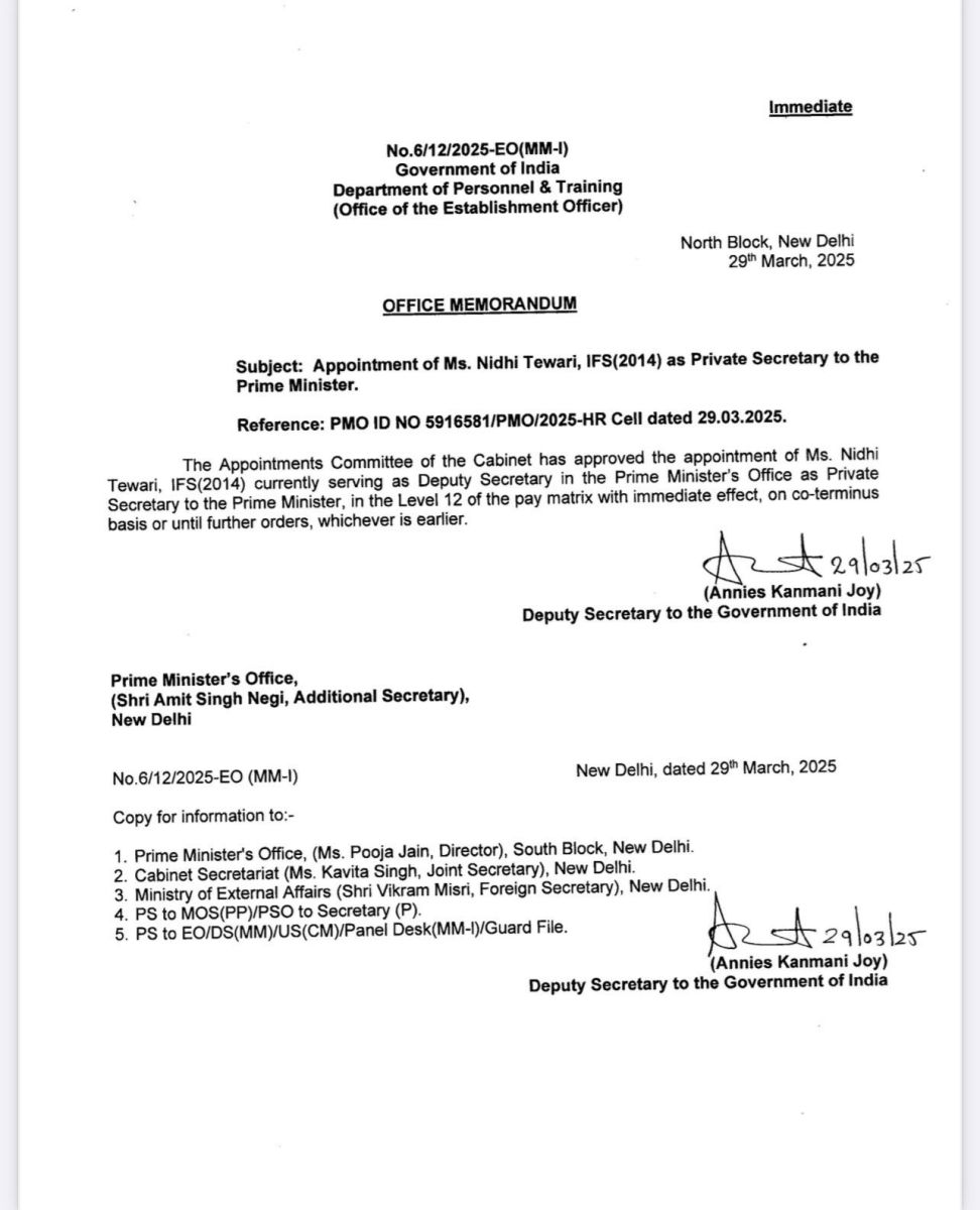 PM Modi New PS Nidhi Tewari