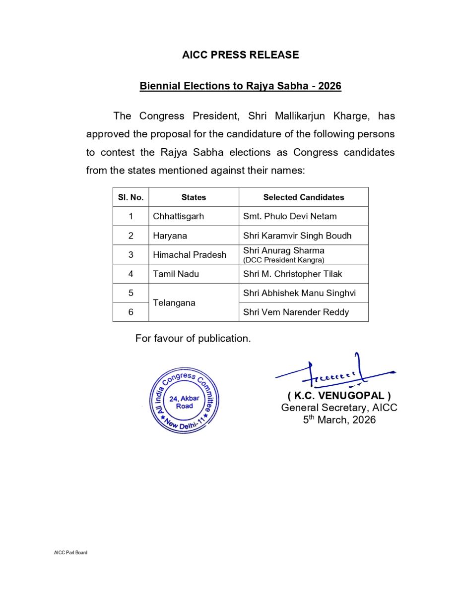 Rajya Sabha Election 2026