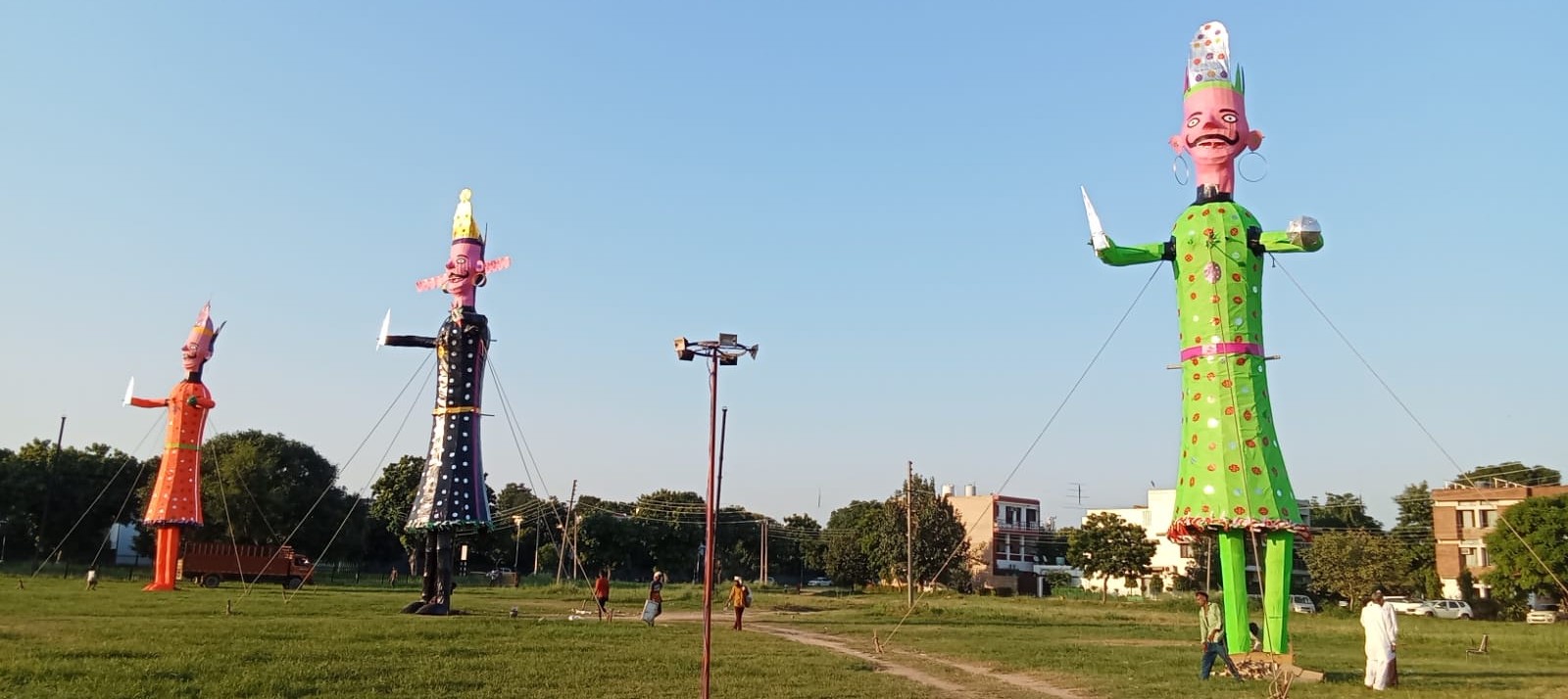 Chandigarh Dussehra Ravan Kumbhakarna Meghnad Effigies Ready For Dahan