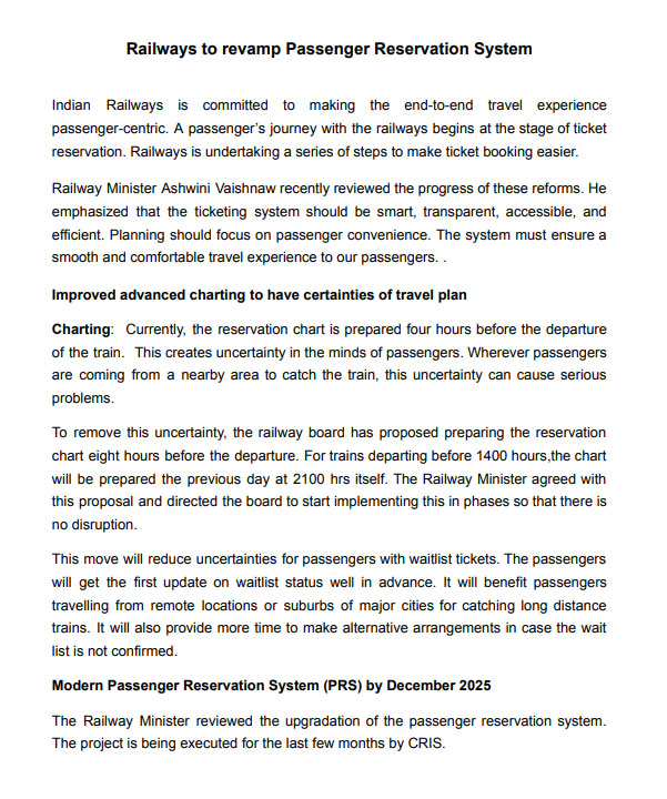 Railway Reservation Ticket Chart new rule waiting passengers gets relief