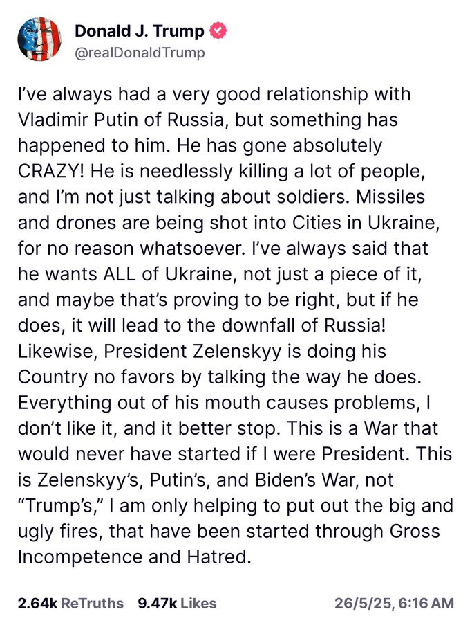 Trump Says Putin Gone Crazy