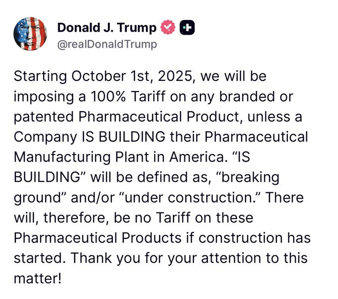 Trump Tariff on Pharmaceuticals