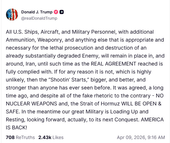 Trump says American Forces will not withdraw from Iran and nearby
