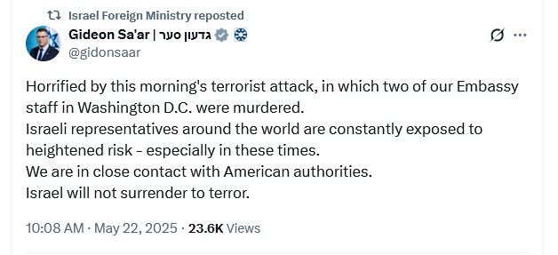 Two Israeli Embassy employees murdered in America Big Crime Incident