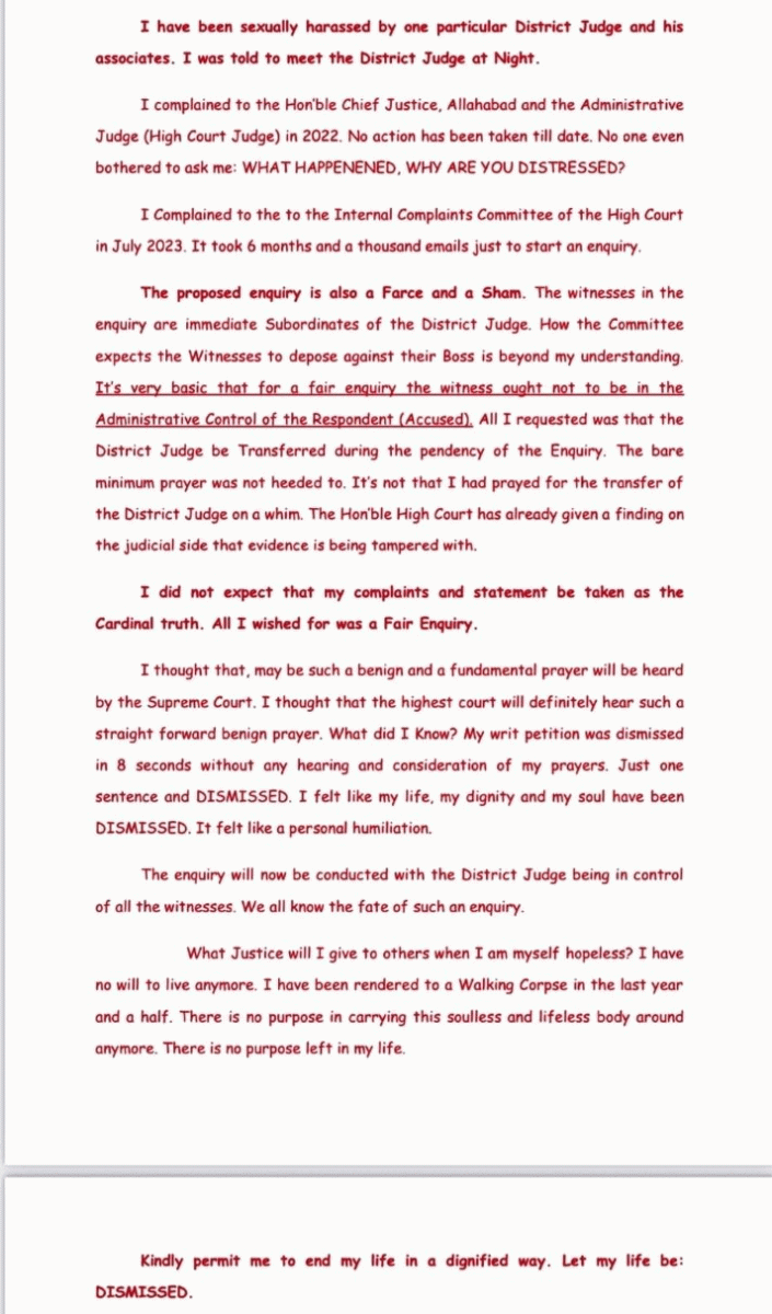 UP Female Judge Letter To CJI For Die Latest News Update