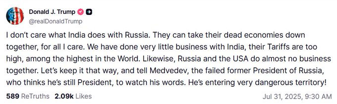 US President Donald Trump Says India Economy Dead And Also Russia