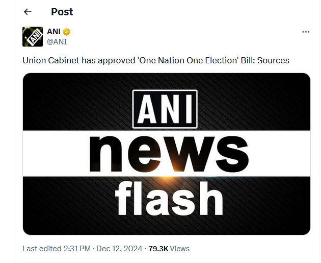 Union Cabinet approved One Nation One Election Bill Sources