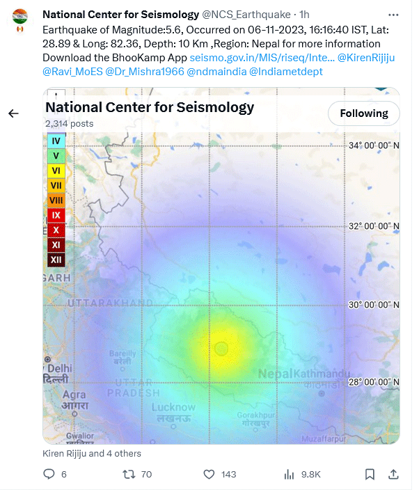 Delhi-NCR Strong Earthquake Epicenter in Nepal Update