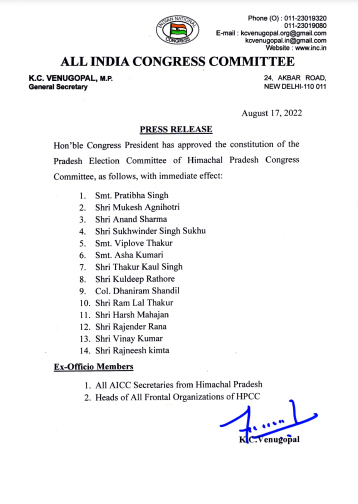 Himachal Pradesh Congress Election Committee