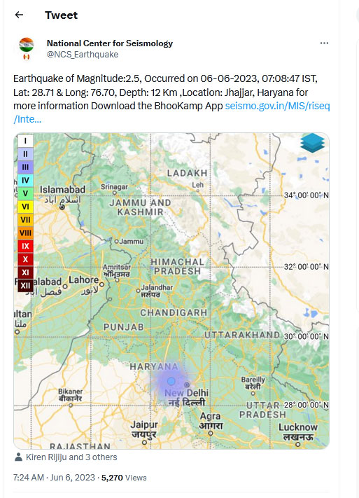 Earthquake in Haryana Today News