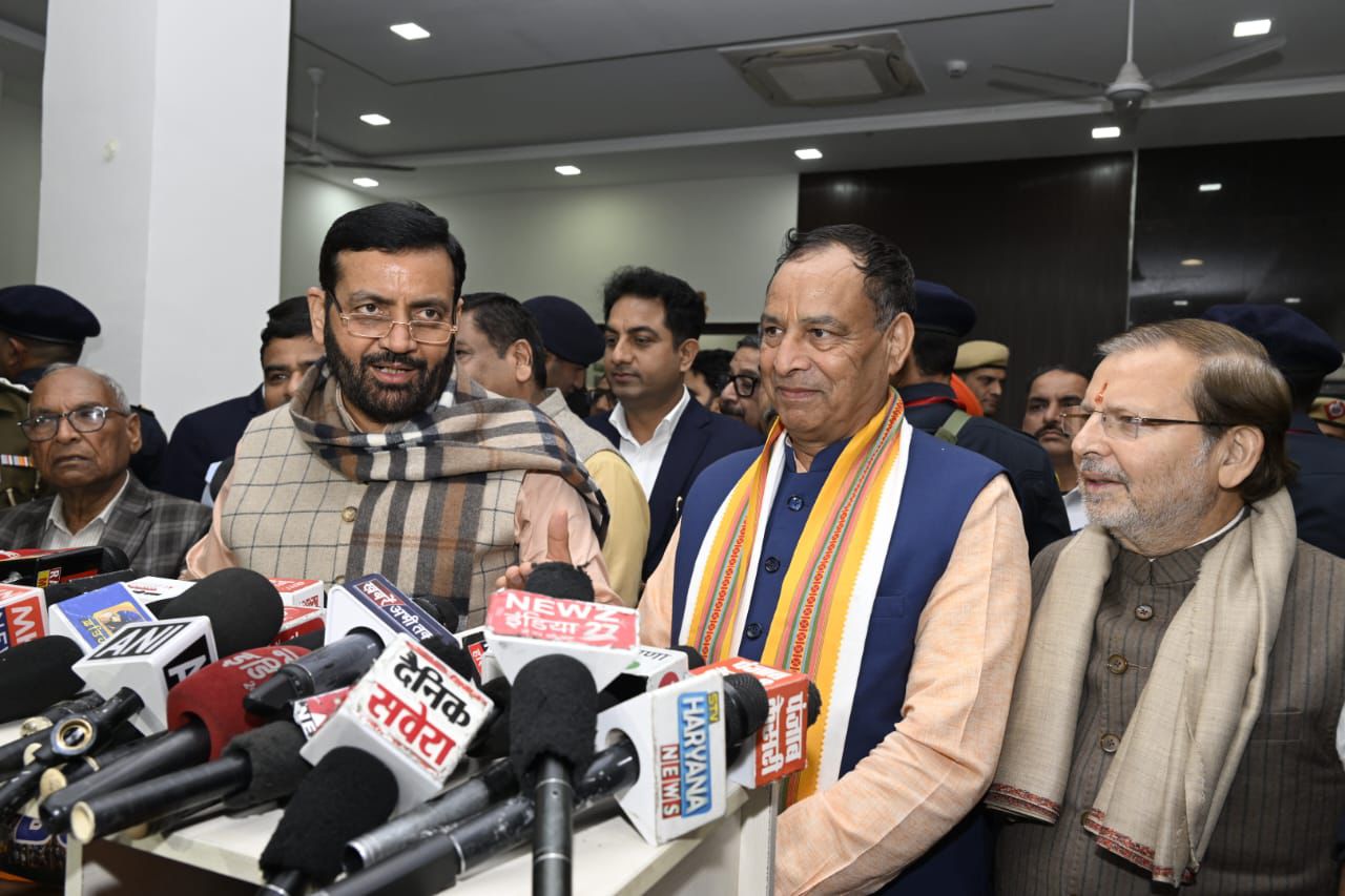 Chief Minister Nayab Saini and State President Mohan Lal Badoli