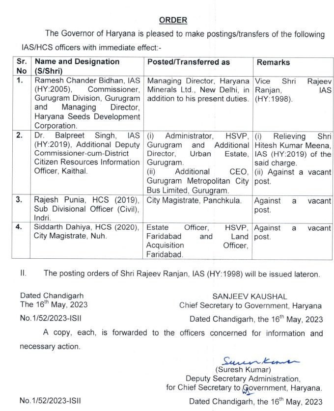 IAS/HCS Officers Transfers