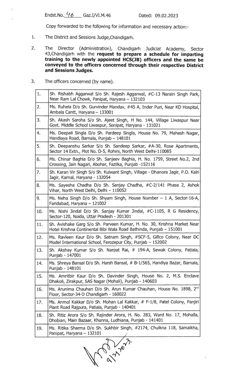 Haryana Judge Transfer