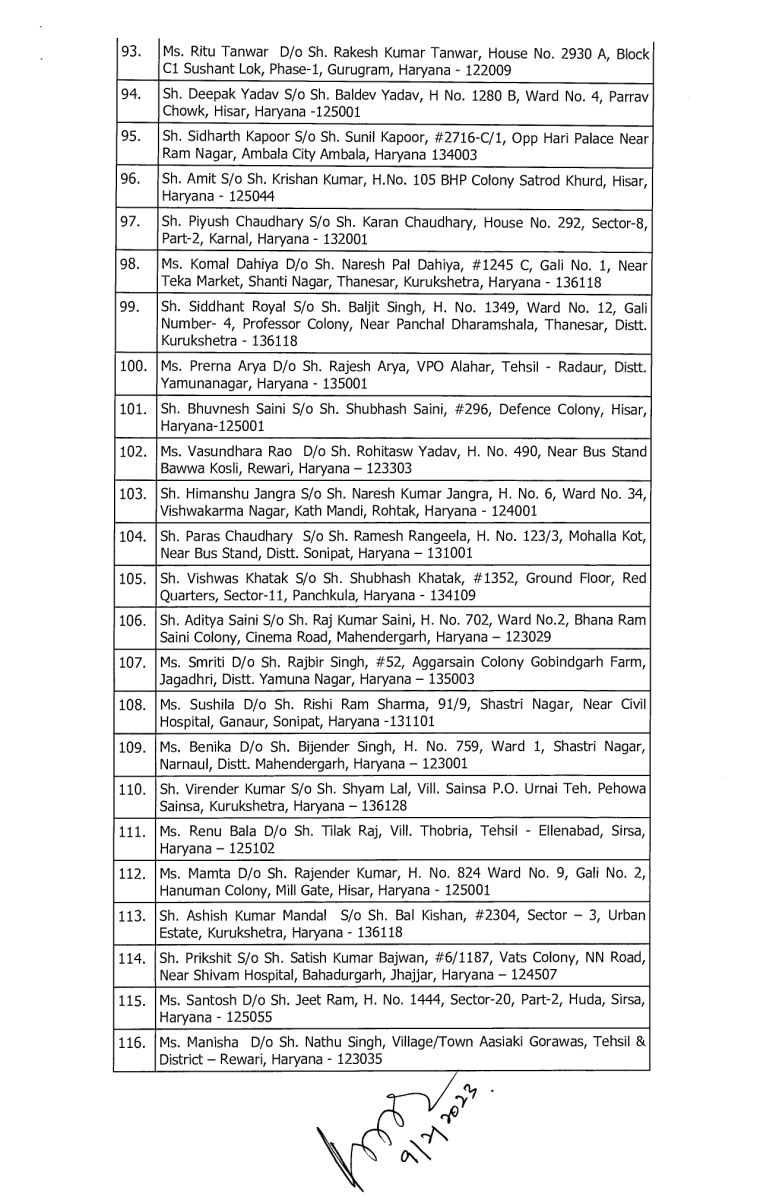 Haryana Judge Transfer