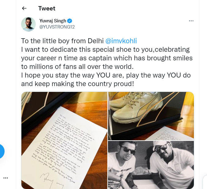 Yuvraj Singh letter to Virat Kohli 