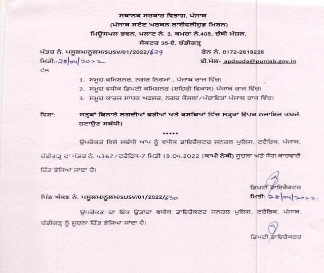 This order issued regarding street vendors in Punjab